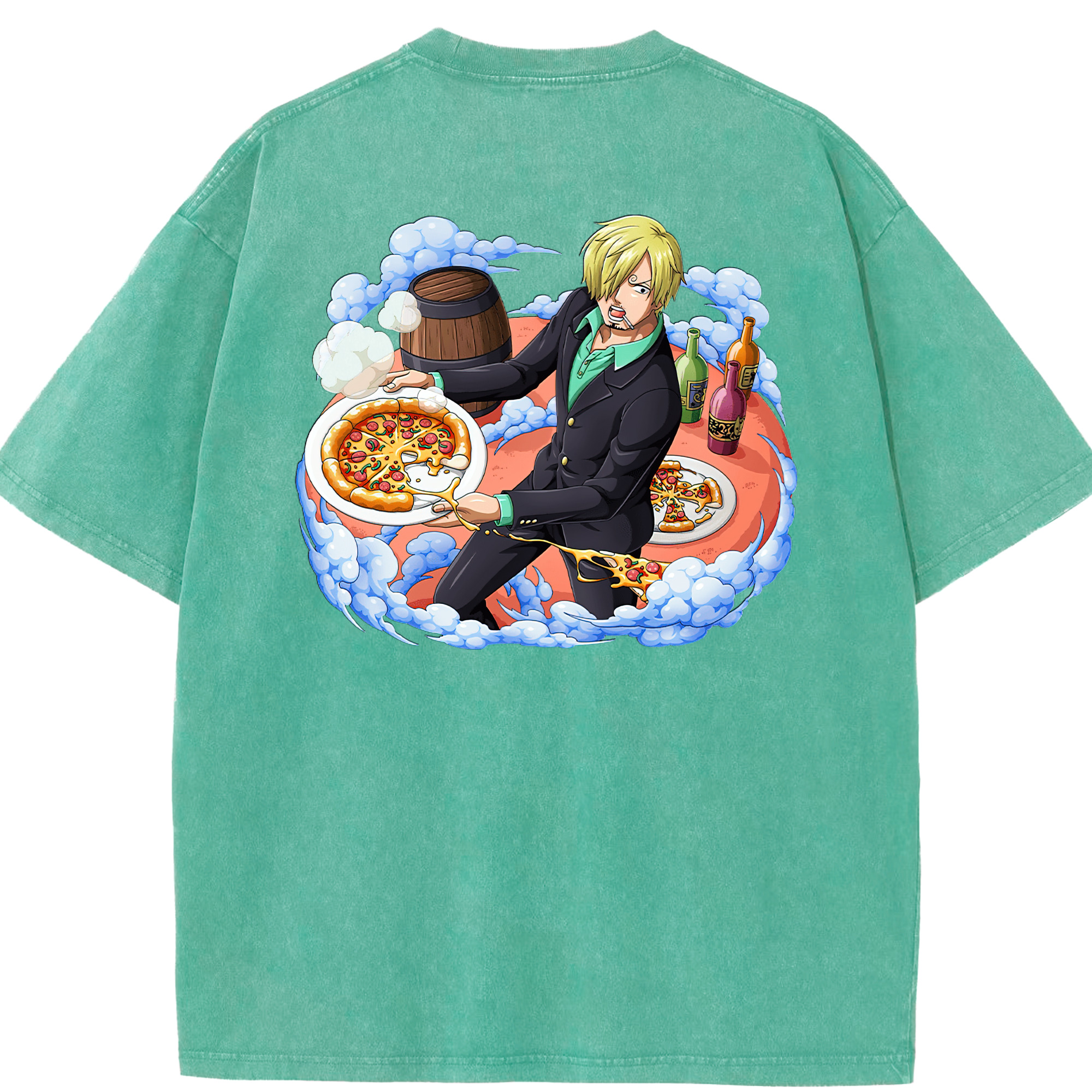 ワンピース サンジ ONE PIECE Sanji 綿100% ヴィンテージ風 半袖Tシャツ（背面プリント）